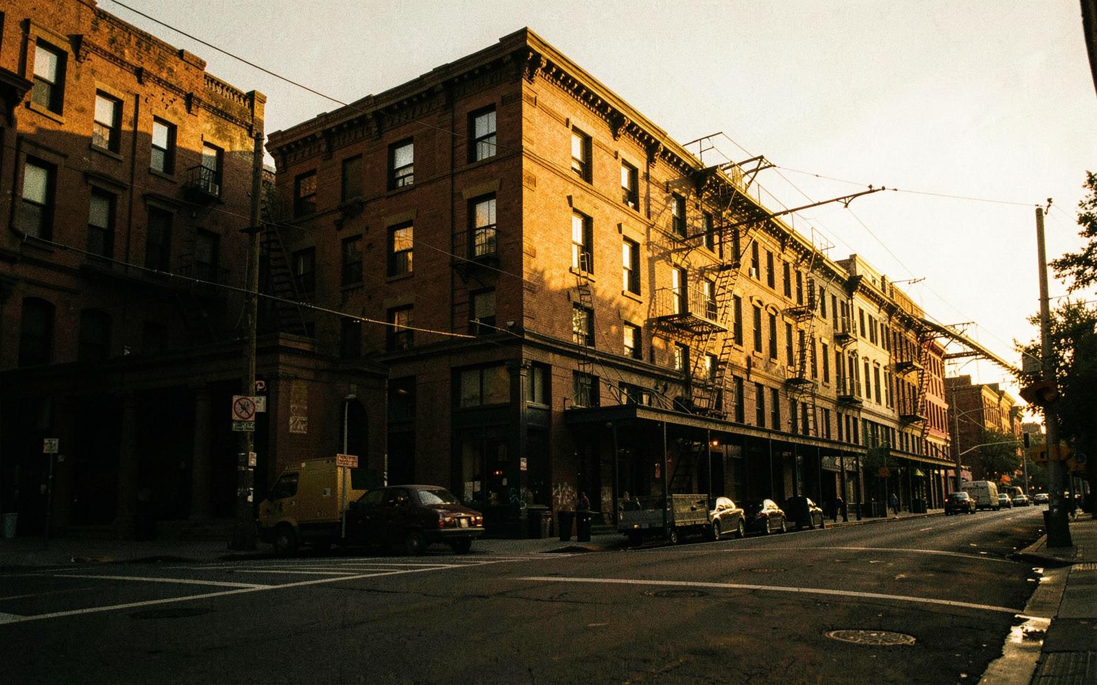 Bronx street scene at dusk